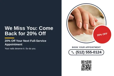 Local Offer · Split Panel: We Miss You: Come Back for 20% Off