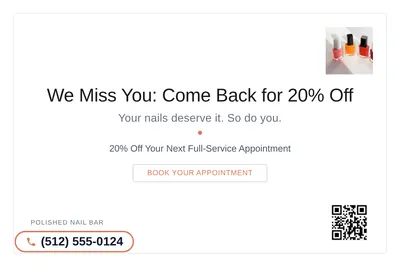 Minimal White · Card Inset: We Miss You: Come Back for 20% Off