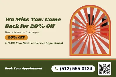 Retro 70s · Photo Frame: We Miss You: Come Back for 20% Off