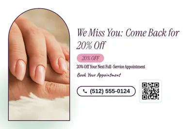 Soft watercolour · Checklist: We Miss You: Come Back for 20% Off