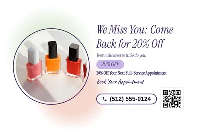 Soft watercolour · Photo Frame: We Miss You: Come Back for 20% Off