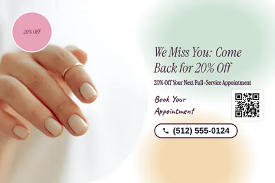 Soft watercolour · Photo Hero: We Miss You: Come Back for 20% Off