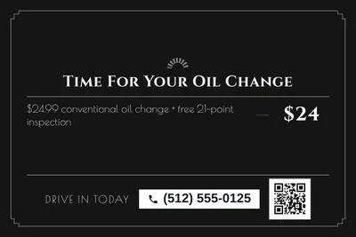 Art deco · Offer Menu: Time For Your Oil Change