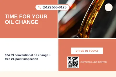 Bold Color Block · Checkerboard: Time For Your Oil Change