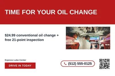 Bold Color Block · Horizontal Bands: Time For Your Oil Change