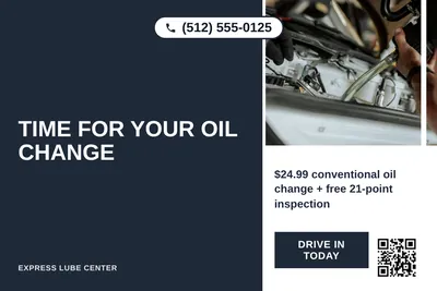 Bold Color Block · Vertical Split: Time For Your Oil Change
