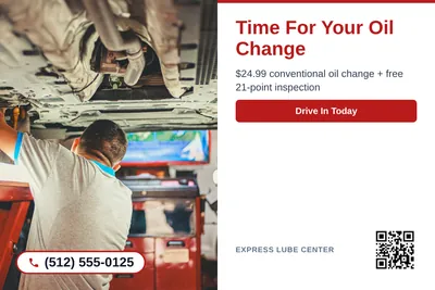 Clean Photo · Photo Left, Text Right: Time For Your Oil Change