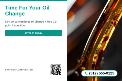 Clean Photo · Text Left, Photo Right: Time For Your Oil Change