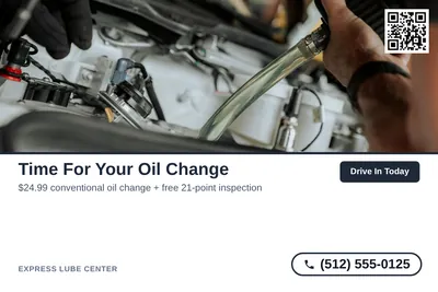 Clean Photo · Photo Top, Text Bottom: Time For Your Oil Change