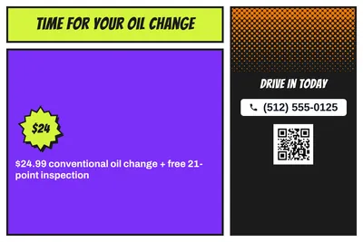 Comic pop · Offer Menu: Time For Your Oil Change