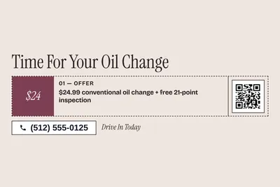 Contemporary · Coupon: Time For Your Oil Change