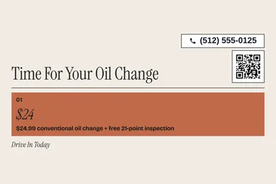 Contemporary · Offer Menu: Time For Your Oil Change