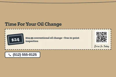 Kraft and stamp · Coupon: Time For Your Oil Change