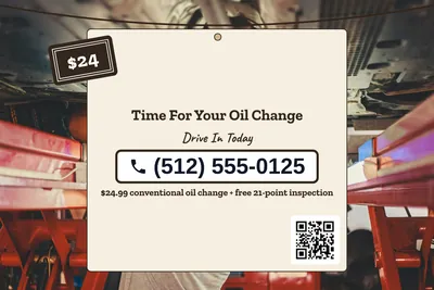 Kraft and stamp · Phone Billboard: Time For Your Oil Change