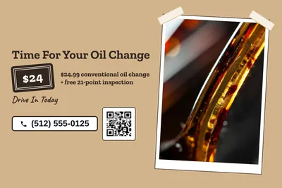 Kraft and stamp · Photo Frame: Time For Your Oil Change
