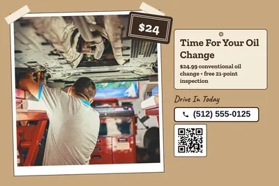 Kraft and stamp · Photo Hero: Time For Your Oil Change