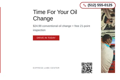 Minimal White · Left-Aligned Editorial: Time For Your Oil Change
