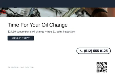 Minimal White · Top Bar: Time For Your Oil Change