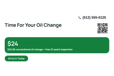 Modern · Offer Menu: Time For Your Oil Change
