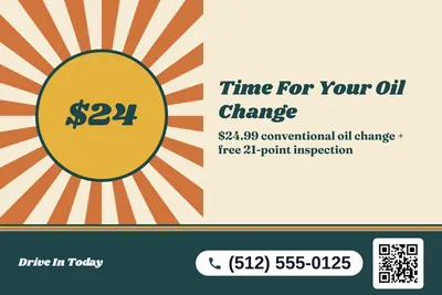 Retro 70s · Big Offer: Time For Your Oil Change