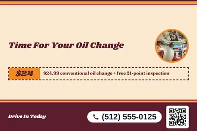 Retro 70s · Coupon: Time For Your Oil Change