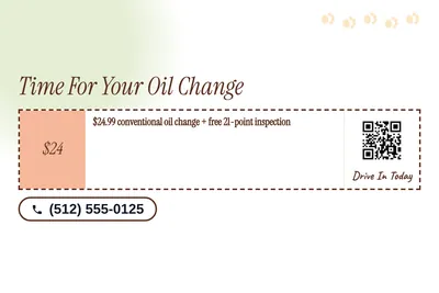 Soft watercolour · Coupon: Time For Your Oil Change