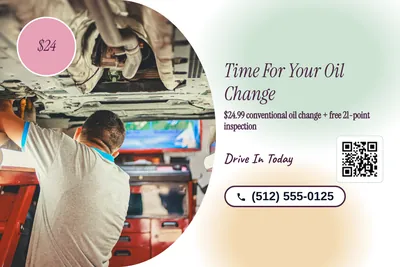 Soft watercolour · Photo Hero: Time For Your Oil Change