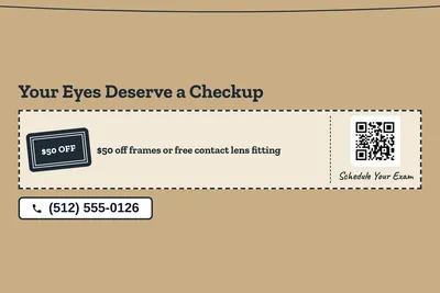 Kraft and stamp · Coupon: Your Eyes Deserve a Checkup