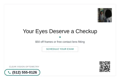 Minimal White · Card Inset: Your Eyes Deserve a Checkup