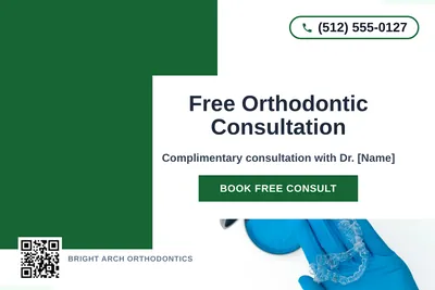 Bold Color Block · Corner Accent: Free Orthodontic Consultation