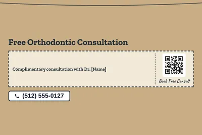 Kraft and stamp · Coupon: Free Orthodontic Consultation