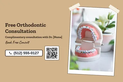Kraft and stamp · Photo Frame: Free Orthodontic Consultation
