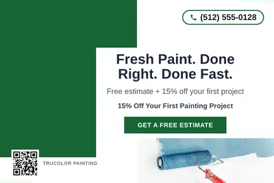 Bold Color Block · Corner Accent: Fresh Paint. Done Right. Done Fast.