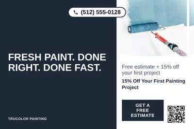 Bold Color Block · Vertical Split: Fresh Paint. Done Right. Done Fast.