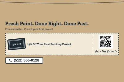 Kraft and stamp · Coupon: Fresh Paint. Done Right. Done Fast.