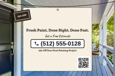 Kraft and stamp · Phone Billboard: Fresh Paint. Done Right. Done Fast.