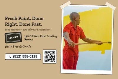 Kraft and stamp · Split: Fresh Paint. Done Right. Done Fast.