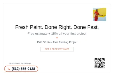 Minimal White · Card Inset: Fresh Paint. Done Right. Done Fast.