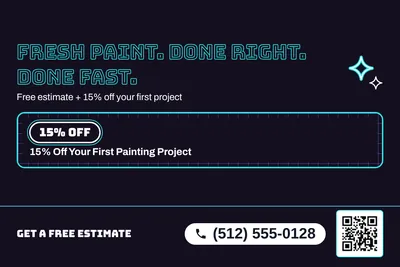 Neon night · Checklist: Fresh Paint. Done Right. Done Fast.