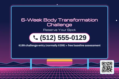 Synthwave · Phone Billboard: 6-Week Body Transformation Challenge
