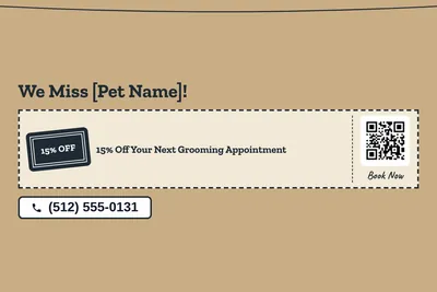 Kraft and stamp · Coupon: We Miss [Pet Name]!