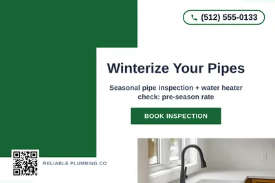 Bold Color Block · Corner Accent: Winterize Your Pipes