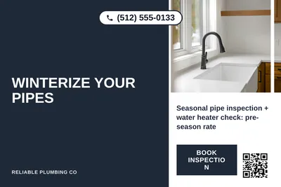 Bold Color Block · Vertical Split: Winterize Your Pipes