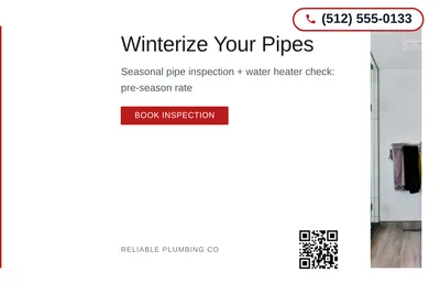 Minimal White · Left-Aligned Editorial: Winterize Your Pipes