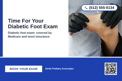 Bold Color Block · Bottom Bar: Time For Your Diabetic Foot Exam