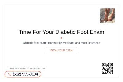 Minimal White · Card Inset: Time For Your Diabetic Foot Exam