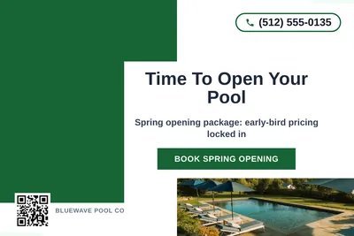 Bold Color Block · Corner Accent: Time To Open Your Pool