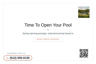 Minimal White · Card Inset: Time To Open Your Pool