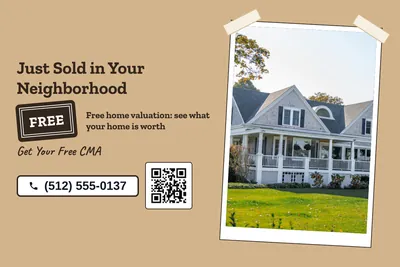 Kraft and stamp · Photo Frame: Just Sold in Your Neighborhood