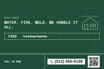 Blueprint · Coupon: Water. Fire. Mold. We Handle It All.